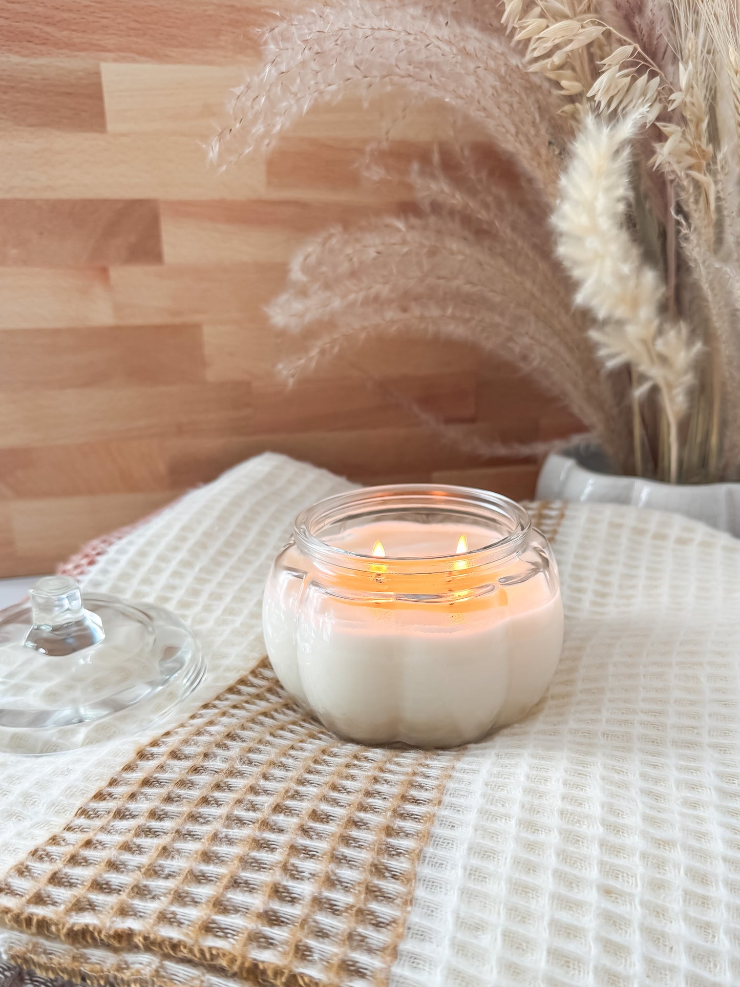 Double Wick Glass Pumpkin Soy Candle - Pumpkin & Vanilla - Salt and Branch