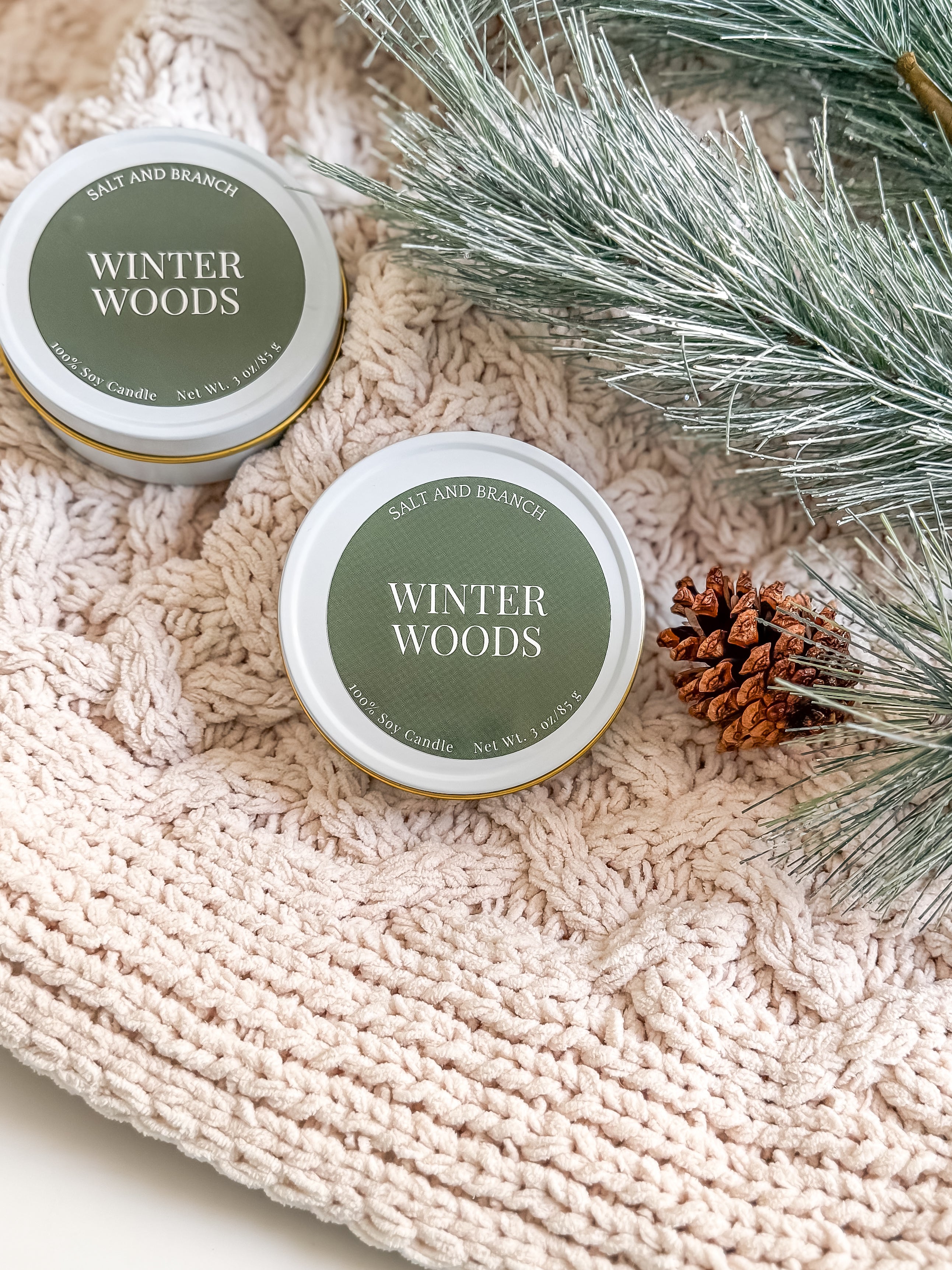 Winter Woods Soy Candle Travel Tin - Salt and Branch