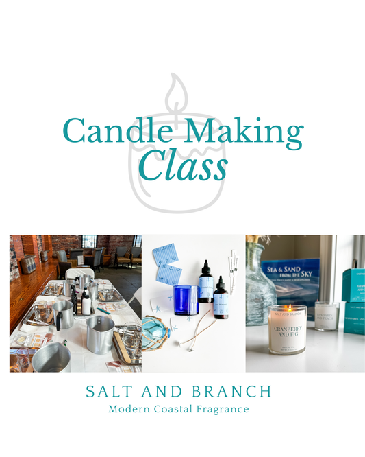 candle making class with Salt and Branch Sandpaper Factory Rockland MA