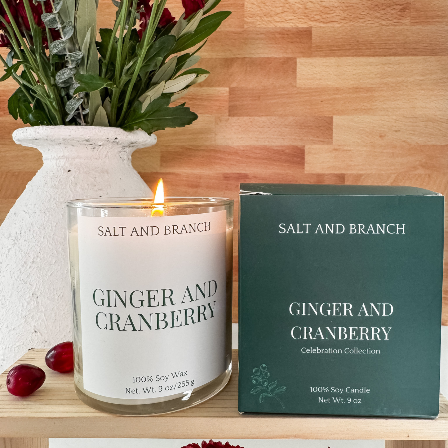 Ginger and Cranberry Soy Candle - Salt and Branch
