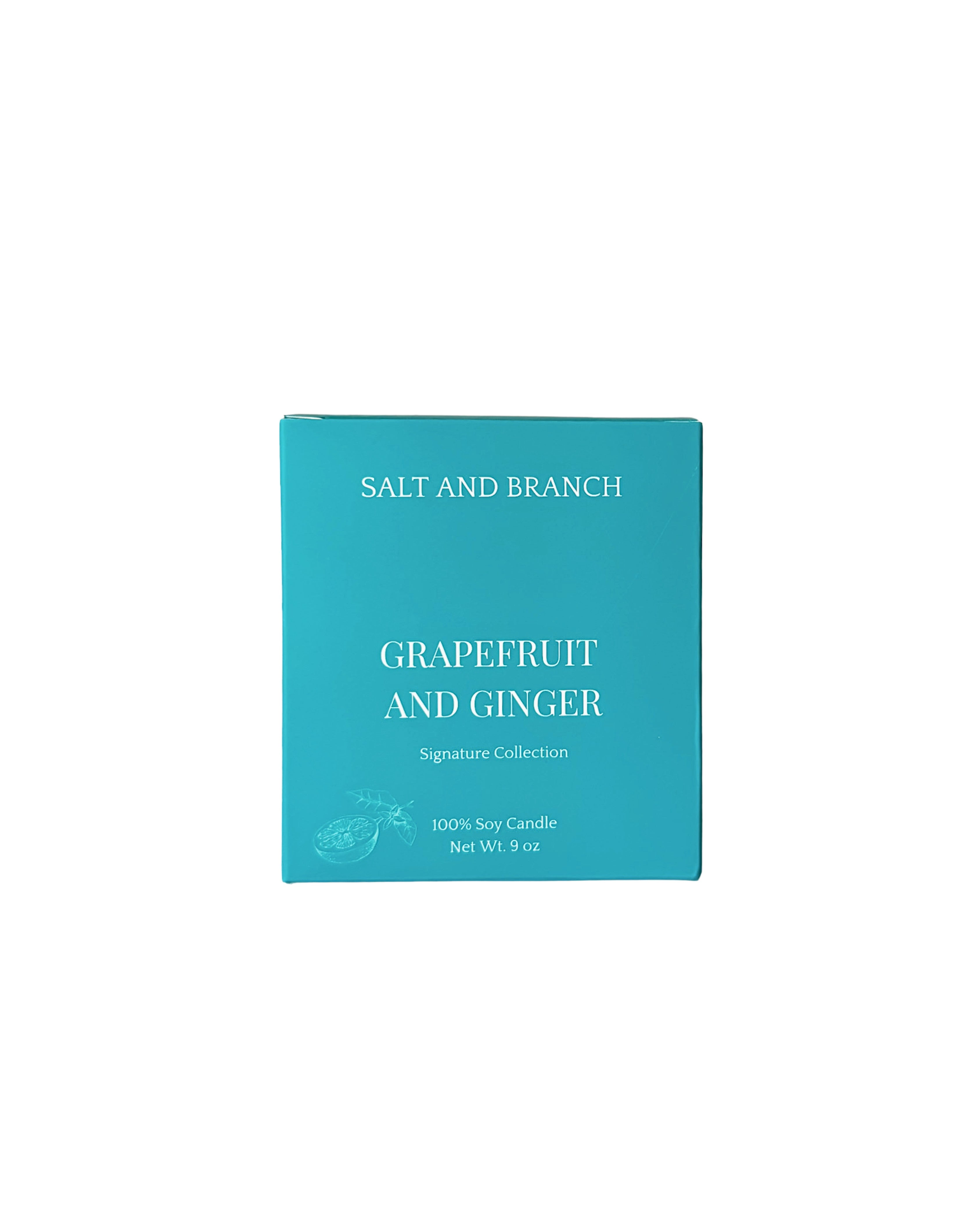 Grapefruit and Ginger Soy Candle teal box Salt and Branch