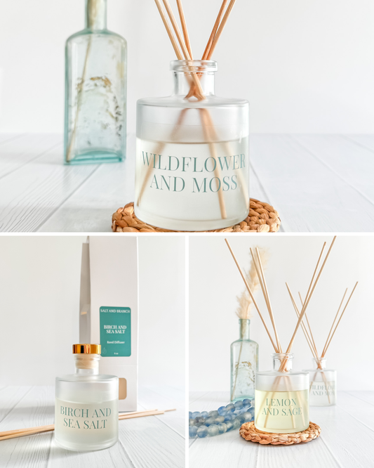 Reed diffuser making class Salt and Branch at Sandpaper Factory Rockland MA