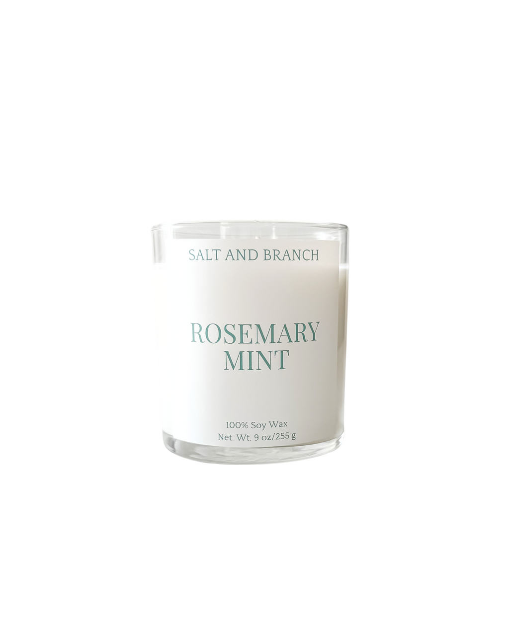 Rosemary Mint Soy Candle white background Salt and Branch