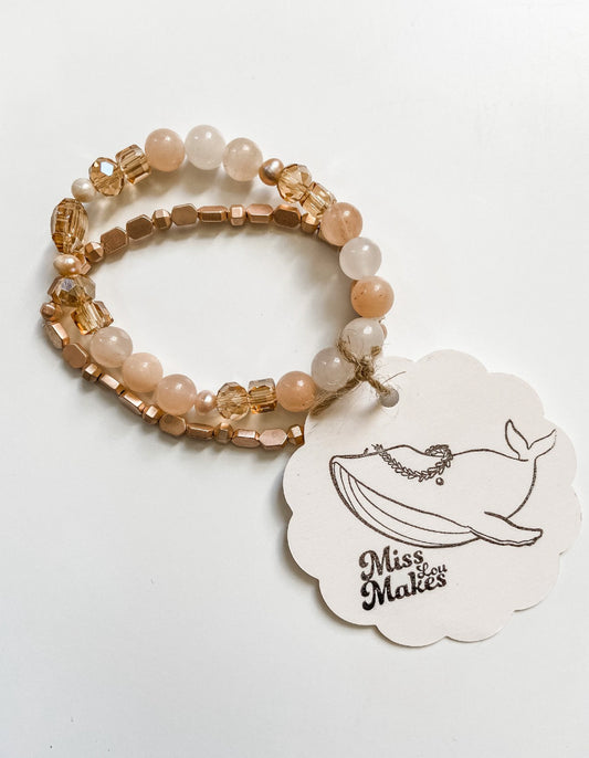 Amber glass/pink opal/pearl bracelet and hematite/pearl bracelet - Salt and Branch