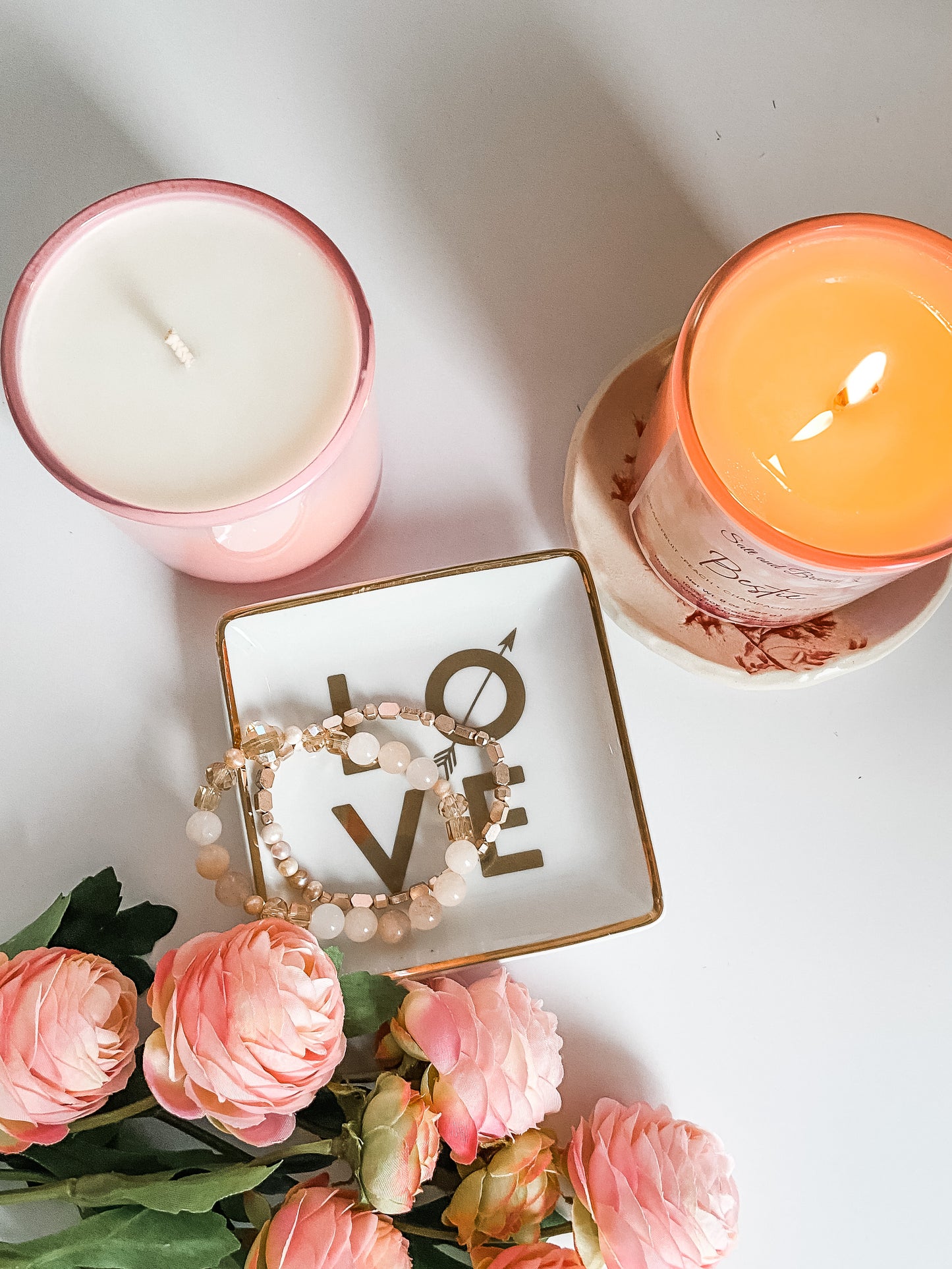 Amber glass/pink opal/pearl bracelet and hematite/pearl bracelet - Salt and Branch
