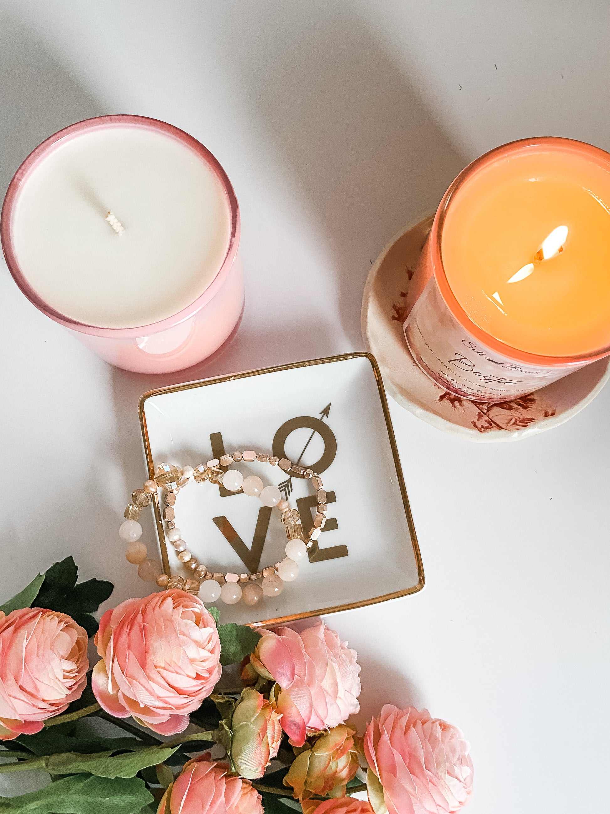 Amber glass/pink opal/pearl bracelet and hematite/pearl bracelet - Salt and Branch